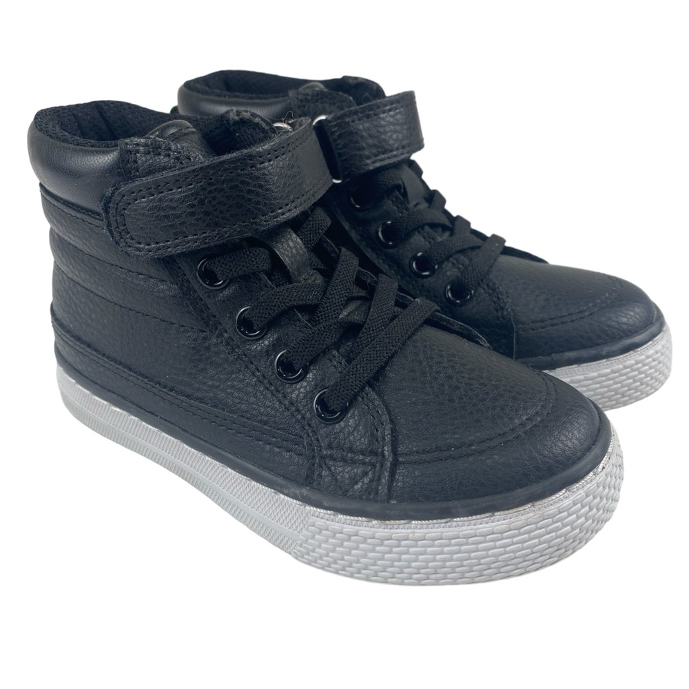Children’s Place Black Faux Leather High Top Sneakers Size 9